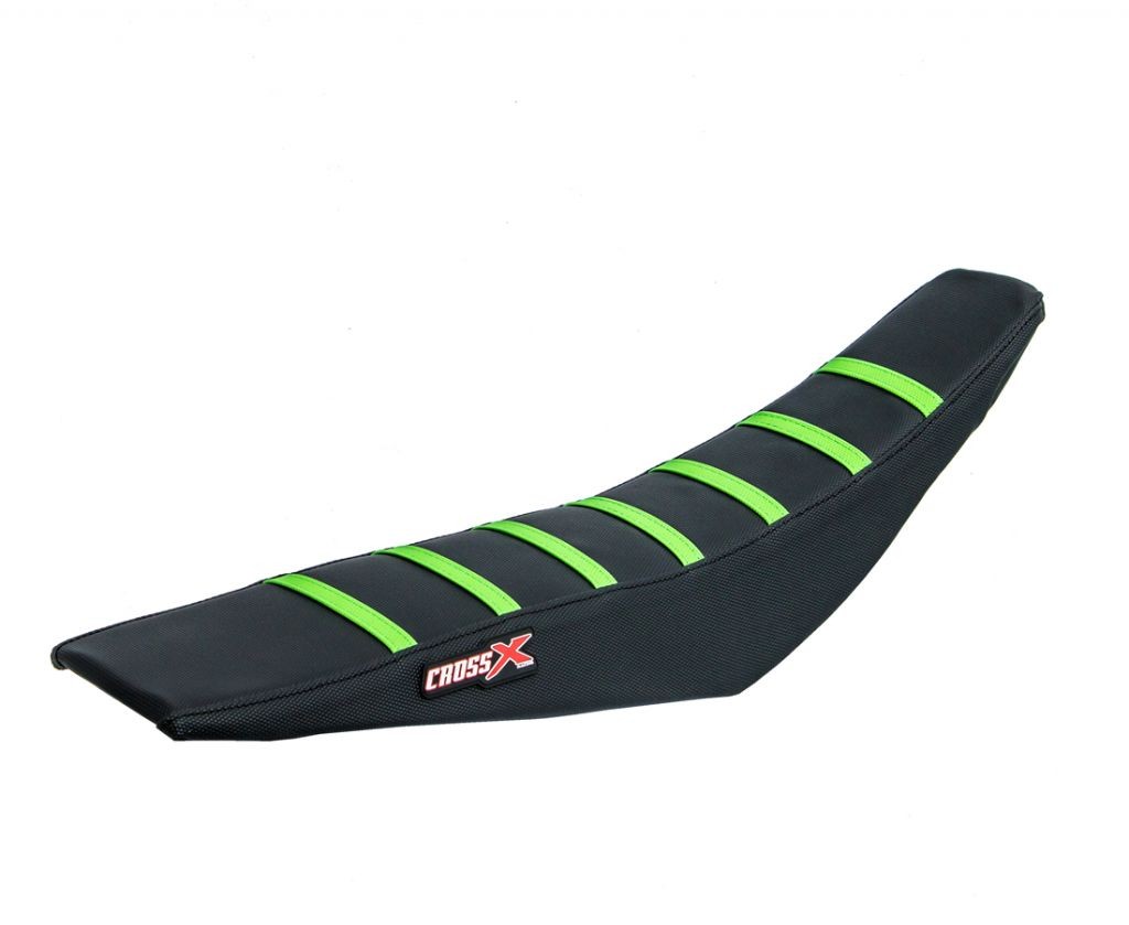 Housse de selle Kawasaki KFX 250 en vinyle renforcé noir et bandes vertes
