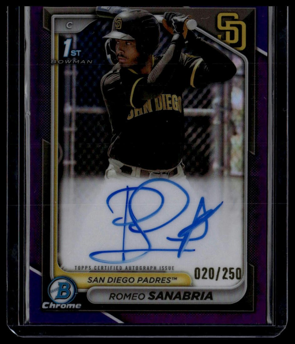 Romeo Sanabria 2024 Bowman Chrome 1st Purple Refractor Autograph #/250