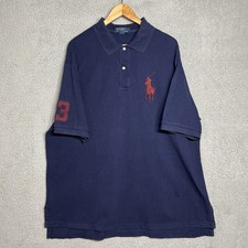 Polo Ralph Lauren Polo Shirt Men's 2XB Navy Blue Big Pony Big 3 Patch Sleeve