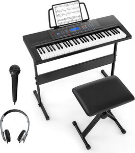 61-Key Clavier électrique Piano avec support, banc, casque & Microphone