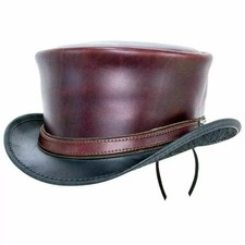 Steampunk Leather Top Hat Victorian Gothic Mad Hatter Cosplay Handmade