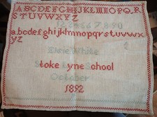 Sampler From 1892 By Elsie White Stoke Lyn School Oxfordshire.