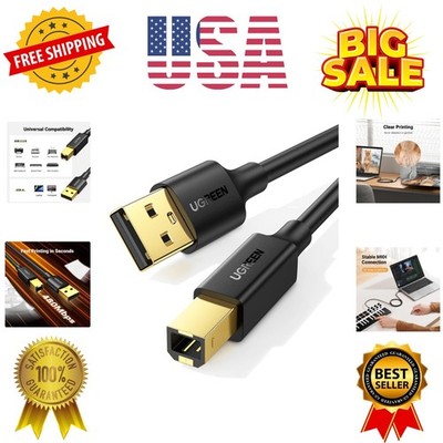 USB A to USB B Printer Cable 5ft - High-Speed for HP, Canon, Brother, Samsung...
