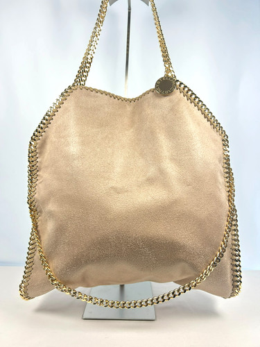 Stella McCartney Falabella Fold-Over Tote Shoulder Bag Beige Gold UK 129623