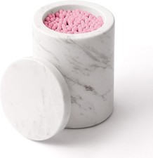 Marble Canister with Lid Natural Qtip Holder for Cotton Swabs, Balls