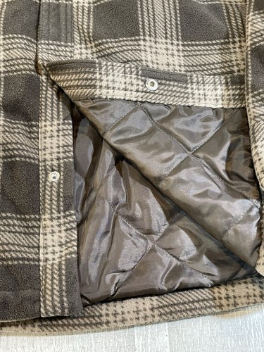 Volcom Quilt Lined Snap Shirt Jacket Mens Large Brown Plaid Classic Fit Casual - Picture 3 of 9