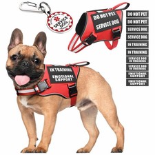Service Dog Vest Harness ID Tag 10 Patches,Metal Serivce Dog Tag Reflective E...