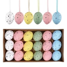 18Pcs Easter Eggs Ornaments for Small Tree Decorations, 1.57" Pastel Pink Blue P
