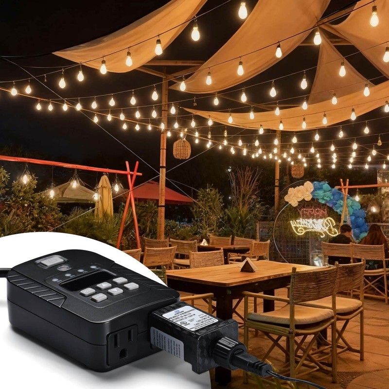 DELight Outdoor Dimmer for String Lights 600W w/ Remote Control & Timer FCC ETL