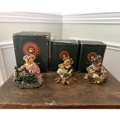 Lot of 3 Vintage Boyds Bears Figurines Bearstone Collection with Original Boxes