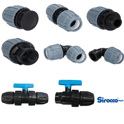 CLEVELINGS Sirocco PP Fittings Klemmverbinder Verschraubung DVGW 20 25 32mm Zoll für PE