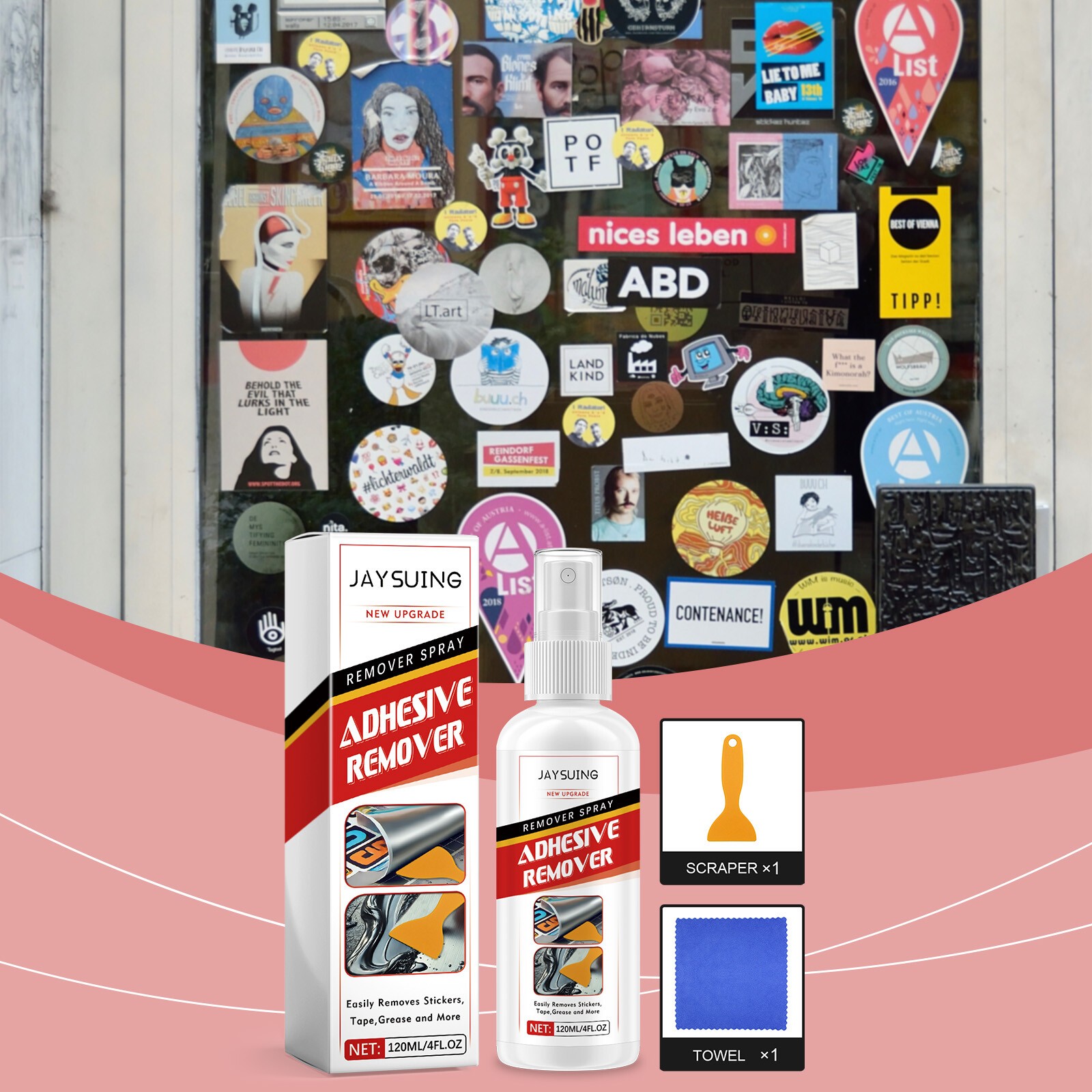 Adhesive Remover, Surface-Safe Glue Remover with Plastic Scraper 4 Fl oz