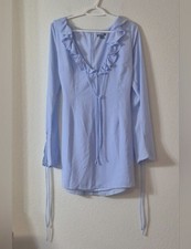 wild fable Powder Blue Ruffle V-Neck Midi Dress