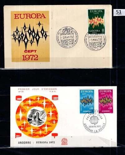 / SPANISH ANDORRA 1972 - 2 FDC - CEPT - SPACE