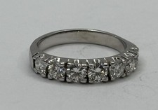 #207 14K White Gold Wedding/Anniversary Band Ring w/ 7 Round Diamonds 1.20ctw
