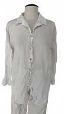 Primark leichtes weißes Langarmhemd mit Knopfleiste Gr. XS