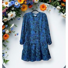 Time and Tru Women's Long Sleeve V-Neck Floral Dress Large 12-14 :