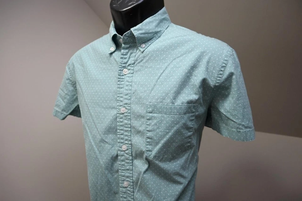 J Crew Stretch Dress Shirt Slim Fit Button Up Short Sleeve Dotted Mens Sz Medium - Image 3 of 4