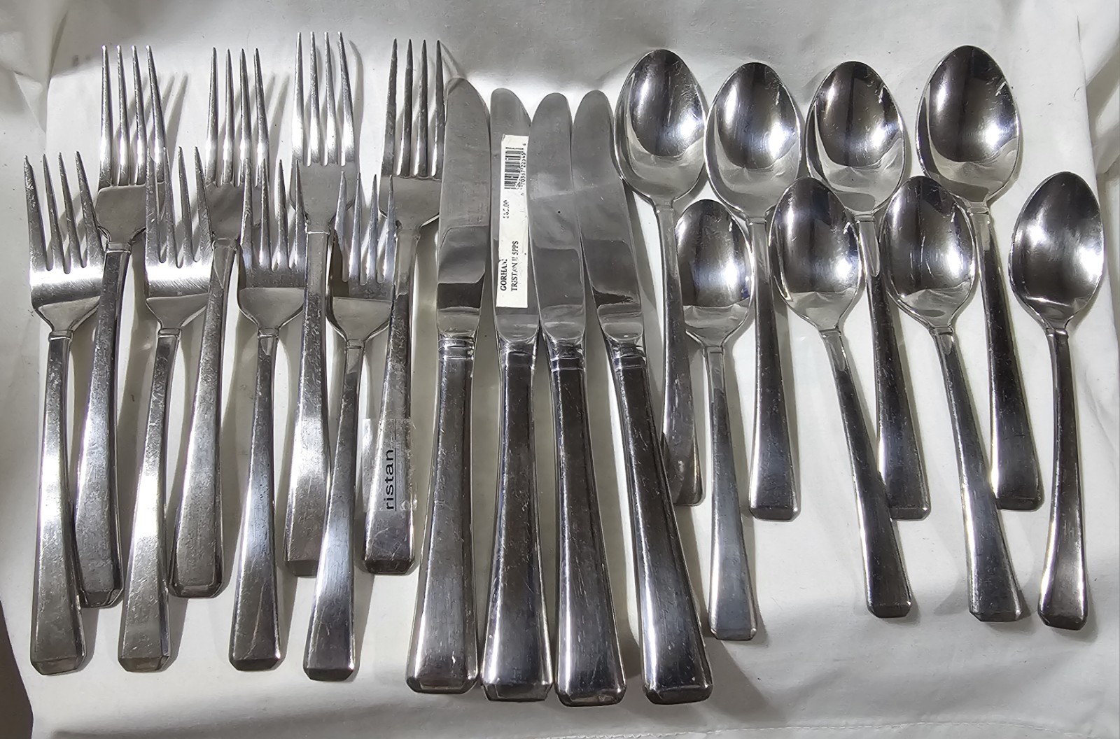 Gorham Tristan SERVICE FOR 4 SET Stainless Flatware - 4 - 5 PIECE PLACE SETTINGS