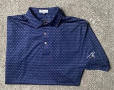 Mens Peter Millar Summer Comfort Golf Club Logo Skulls S/S Polo Shirt L Blue