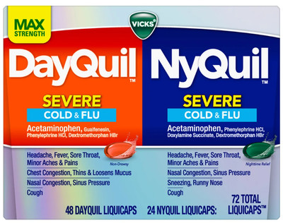 Vicks DayQuil & NyQuil Severe Cold & Flu Relief 72 LiquiCaps Combo Pack