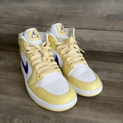 WMNS Air Jordan 1 Mid Size 8 Lemon Wash/lapis White/citron Passive/blanc/lapis