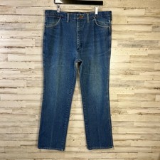 VTG Wrangler Cowboy Cut Jeans Men 40x32 Blue Denim Slim Fit Made in USA Western