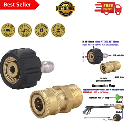 #ad Effortless Connection: M22 14mm to 1 4 Inch Quick Connect Pressure Washer Set $16.14