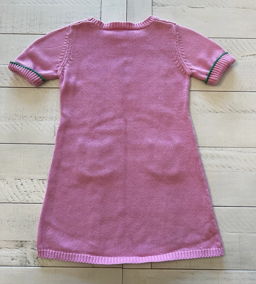 Vestido Suéter Gymboree Niñas Rosa Cable Argyle Preppy Algodón Manga Corta Talla 6 Foto 4 de 4