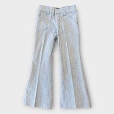 Vintage 1970s Boys Billy the Kid Bell Bottom Pants Blue White Railroad Sz 6