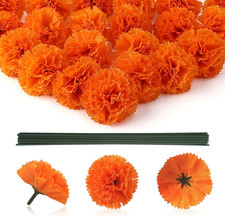 Marigold Flowers, Marigolds Artificial Flowers, 30Pcs Silk Marigold Flower Heads