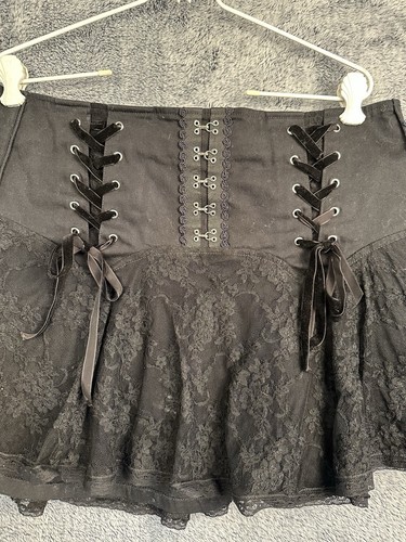 Vintage 90er Tripp NYC Schnür Korsett Schleife Minirock Gr. Large schwarz Goth Punk - Bild 5 von 5