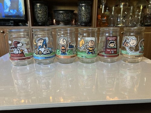 Vintage Welch's Glass Jelly Jars - Peanuts Snoopy - Lot of  6