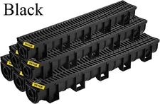VEVOR Trench Drain System with Plastic Grate, 5.9x5.1-Inch HDPE Channel Drainage