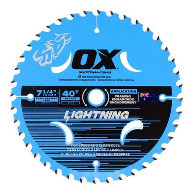 Ox Tools Pro Lightning 7-1/4 Inch 40T Circular Saw Blade
