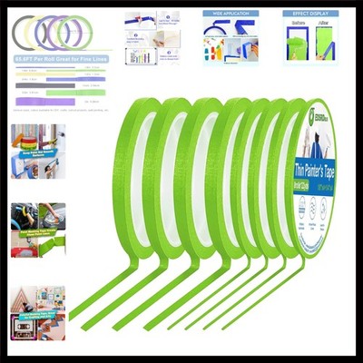 Thin Painters Tape 1/8, 1/4, 1/2 inch Width Painter Tape Paint Tape Masking T...