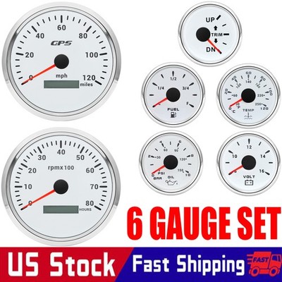 7 Gauge Set 110mm Boat GPS Speedometer 120MPH&Tacho&52mm Fuel/Temp/Oil/Temp/Trim