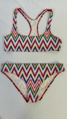 Calzedonia Girls Bikini Set Sz 10 Swimsuit Chevron Print Italy Beach Pool