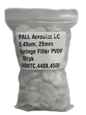 (100/Pk) PALL Acrodisc LC 25mm Syringe Filters 0.45um PVDF Membrane 4500