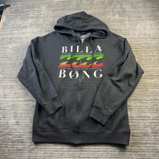 Billabong Hoodie Mens Large Gray Full Zip Sweatshirt Surfwear Skate