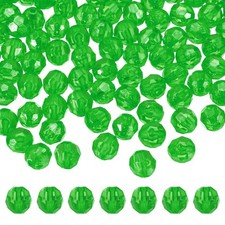400 Pcs Acrylic Round Faceted Beads 8mm Loose Bead, New Green