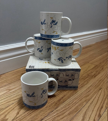 Home Style 4-Piece Duck Print Coffee Mug Set, 12 oz Farmhouse