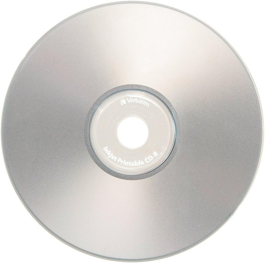 Verbatim CD-R Blank Discs 700MB 80 Minutes 52X Silver Inkjet Printable Surface -