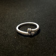 PANDORA Two Sparkling Hearts Silver Ring - 191023CZ