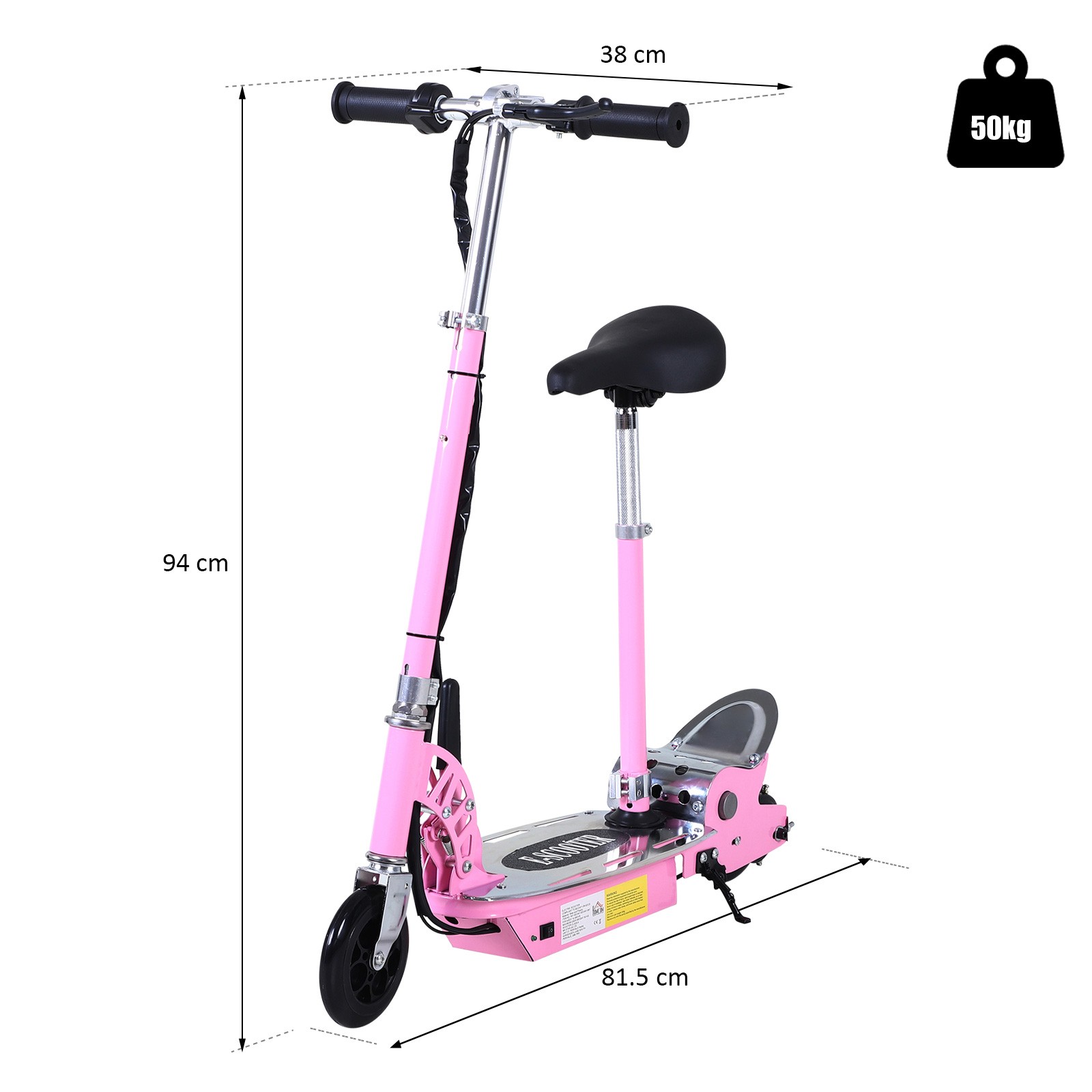 HOMCOM Monopattino Elettrico Bambino con Sedile Rosa foto 4