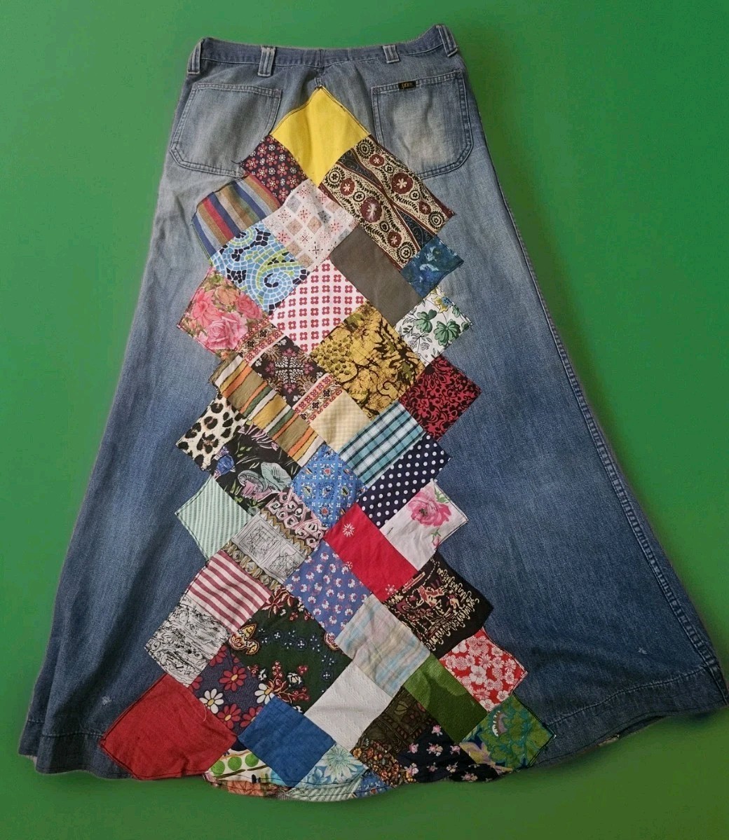 70s Authentic Vintage Crazy Quilted Patchwork Jea… - image 2