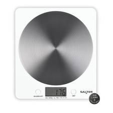 Image of Salter Digital Kitchen Scale 5kg Capacity Slim Stainless Steel Disc Design White