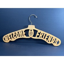 Vtg Carved Pineapple Wooden Clothes Hanger Artist Signed Decorative