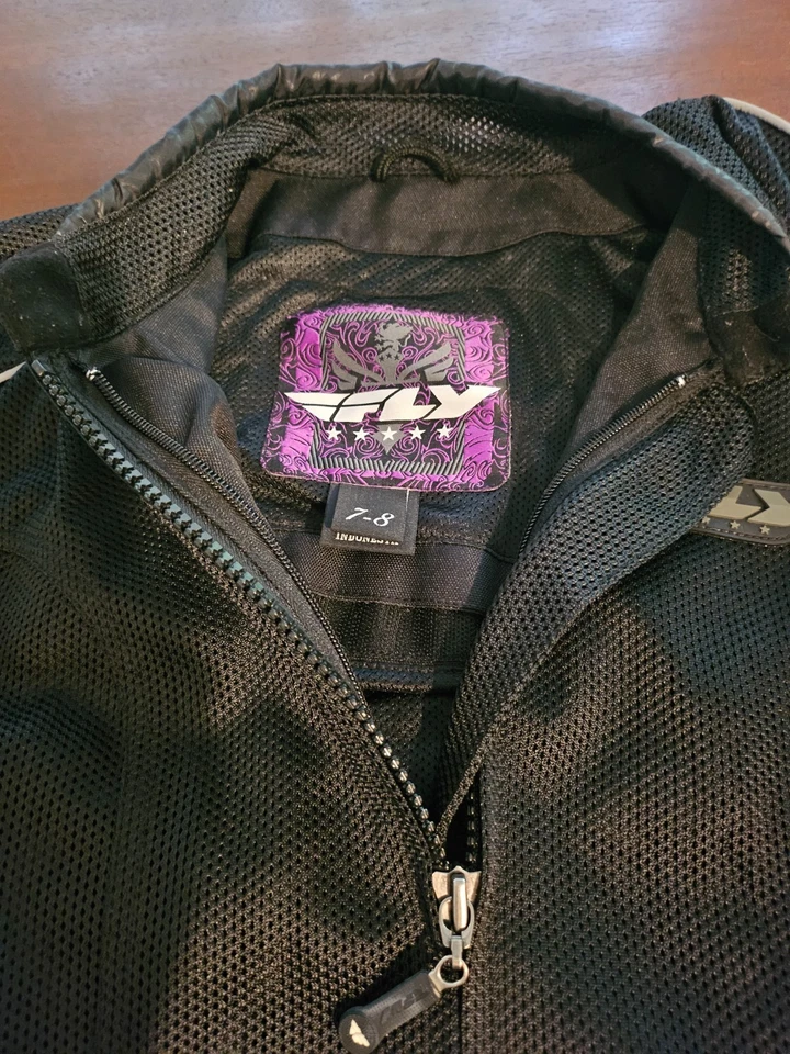 Fly Racing Armored Mesh Motorcycle Riding Jacket Padded Black Women's Size 7-8 - Imagem 3 de 4