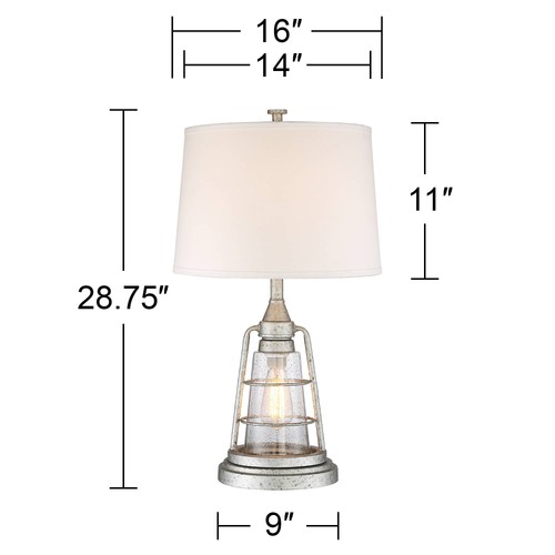 Fisher Coastal Vintage Table Lamp 28 3/4" Tall Galvanized Metal LED Nightlight - Picture 4 of 6
